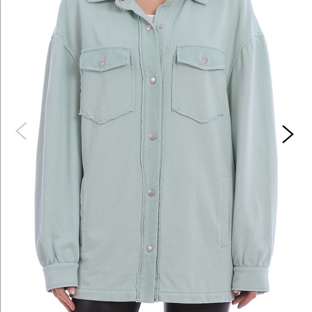 Avec Les Filles, Oversized Shacket, Mint Green, XS but fits oversized